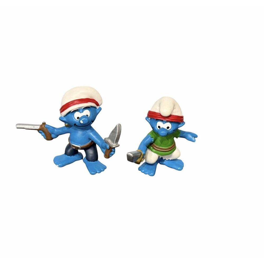 Smurfs Schleich Pirate Smurf & Buccaneer Pirate Smurf 2” PVC Figures 2014